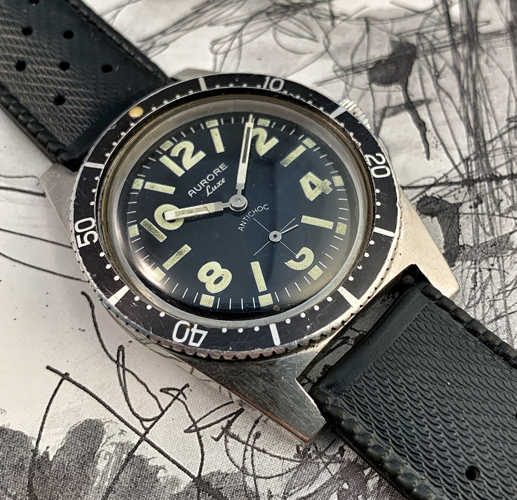 PATINA KING~60s FRENCH AURORE LUXE 20ATM SKIN-DIVER – RETROWATCHGUY