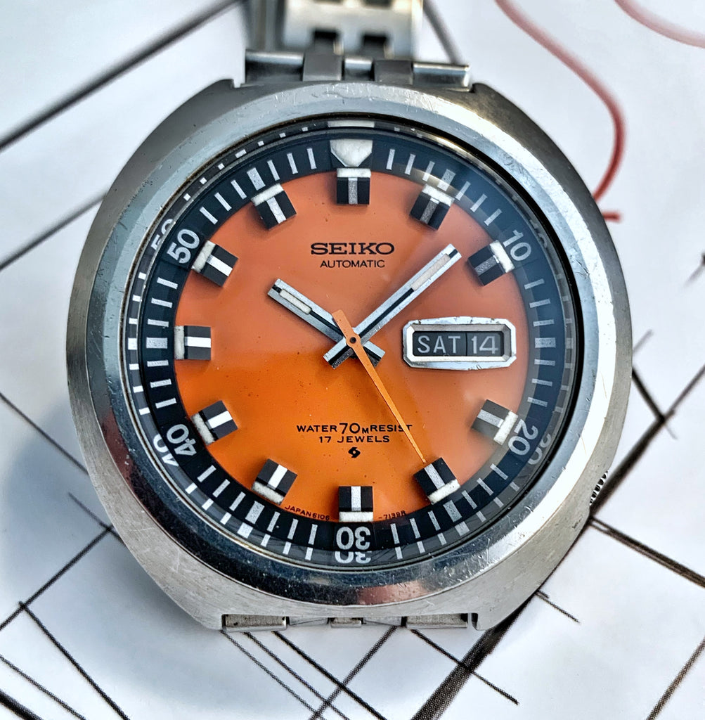 SUNKIST 1969 SEIKO 6106 7109 UFO DIVER RETROWATCHGUY