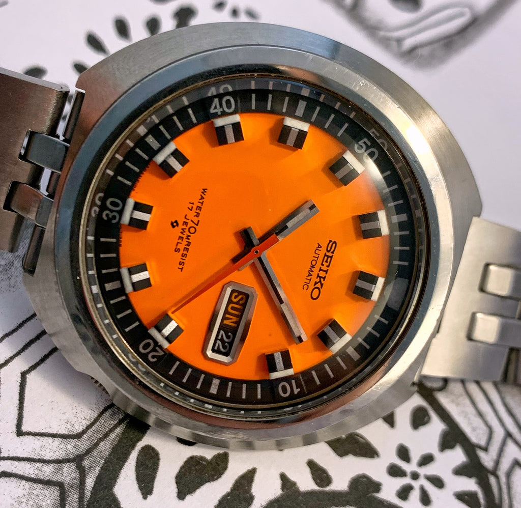 MINTY SUNKIST FEB 1971 SEIKO 6106 7107 DIVER RETROWATCHGUY