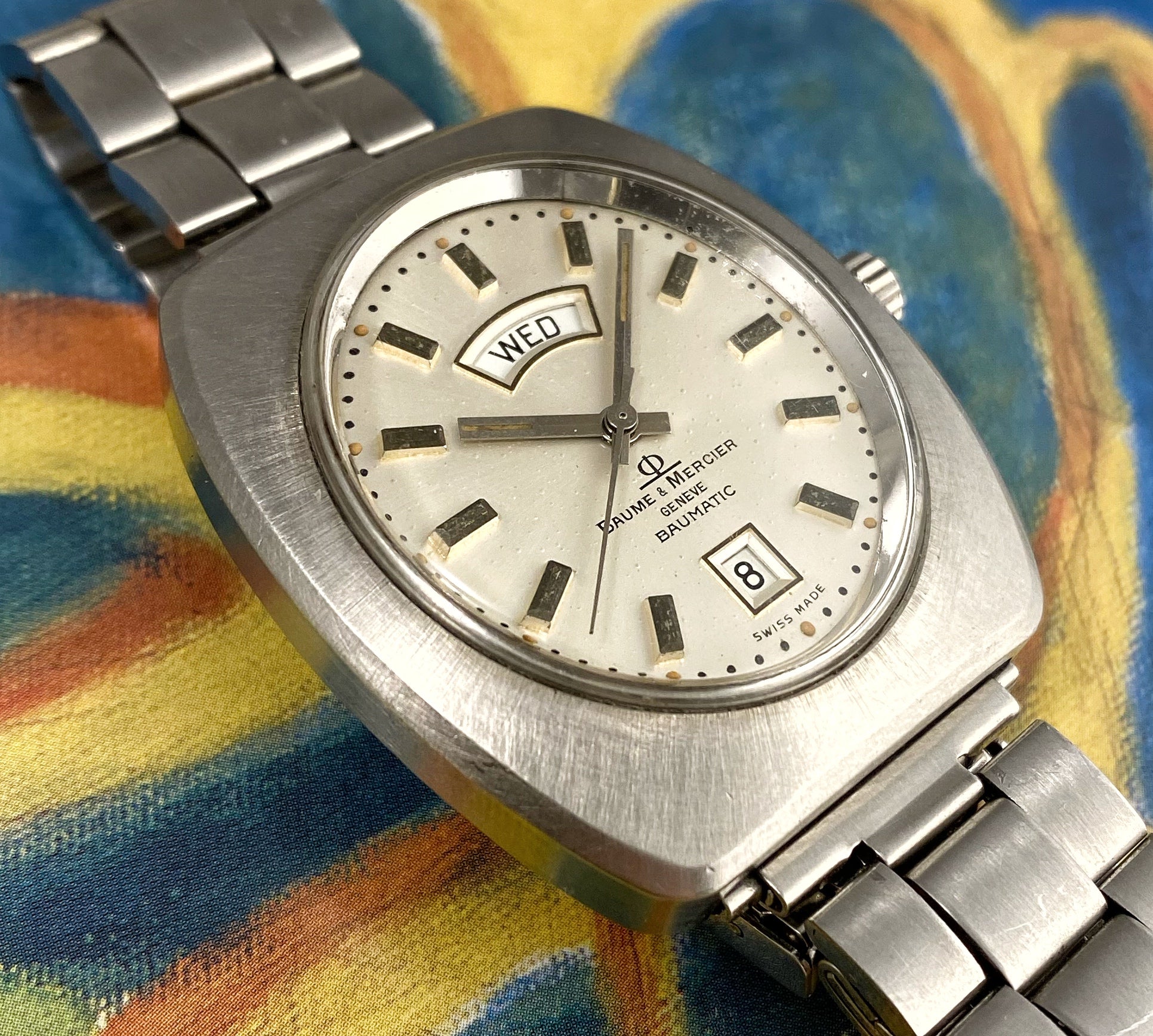 COOL~LATE 60s BAUME & MERCIER DAY/DATE – RETROWATCHGUY